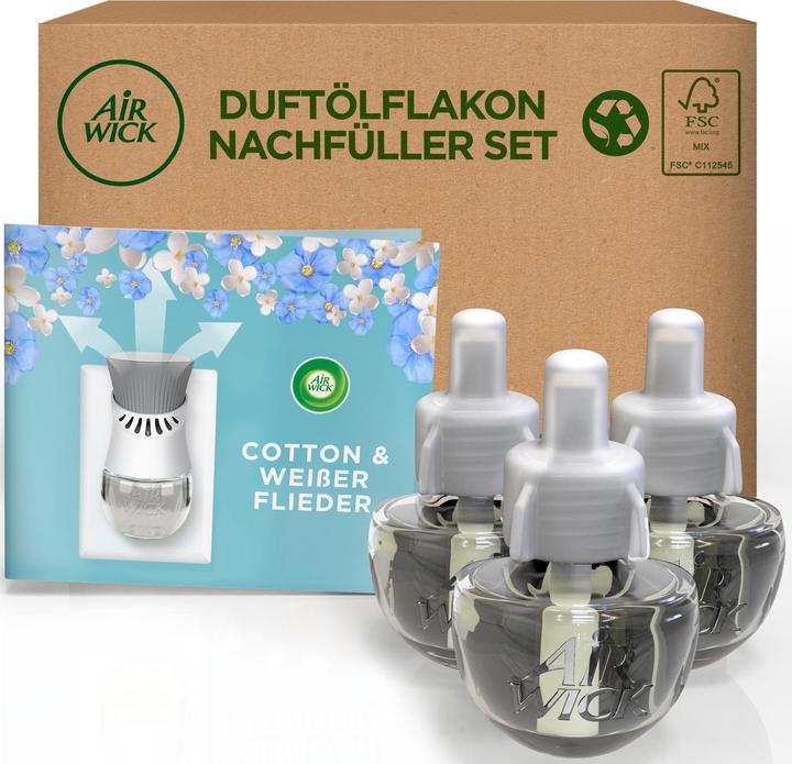 Air Wick Fragrance Oil Bottle Refill Set Cotton & White Lilac