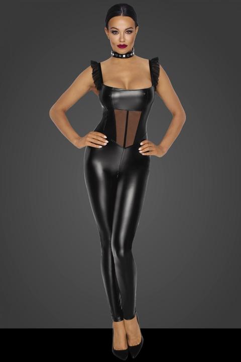 Produktbild Noir Handmade Powerwetlook Overall mit Tüll-Einsätzen (L)