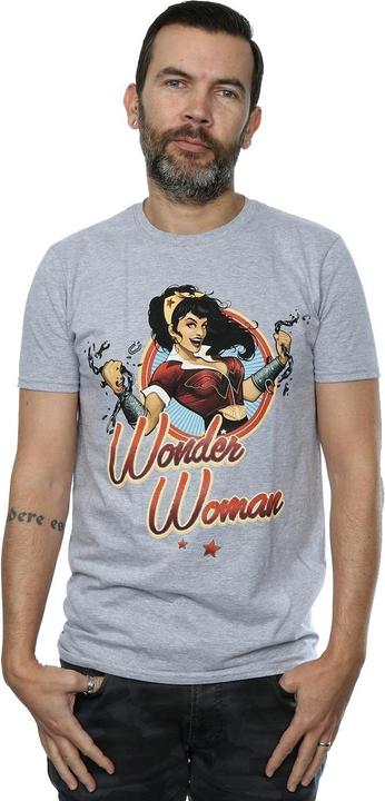 Actual product image Universal Textiles Mens Wonder Woman Badge Heather T-Shirt (L)