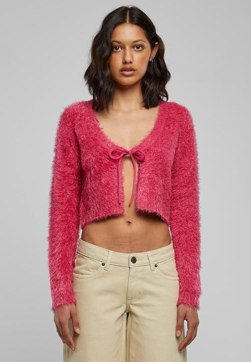 Actual product image Urban Classics Ladies Tied Cropped Feather Cardigan - 117653 (S)