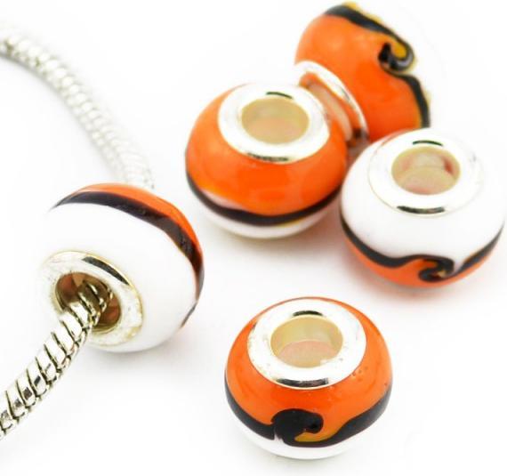 Immagine prodotto Hermex Perla di vetro placcata argento 925 - Arancione argentato (Superficie in argento 925 e materiale misto di lega metallica e vetro)