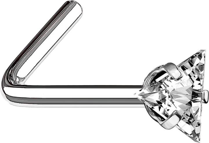 Immagine prodotto Star Piercing Nasenstecker gewinkelt silber dreieckiger Kristall silber gefasst (Acciaio chirurgico 316L, senza ottone)