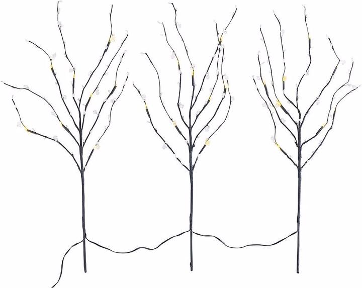 Image du produit Lunartec 3 branches décoratives, 48 bourgeons en plastique et 8 LED chacune, fonctionne sur piles, minuterie (0.60 m)