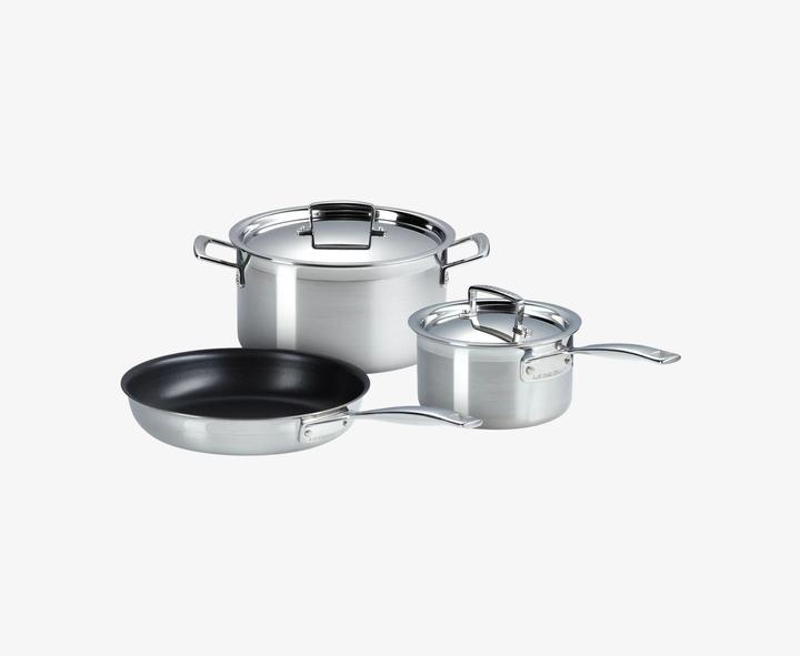Actual product image Le Creuset 3-PLY 3-PIECE COOKING SET (24 cm, Pan set + pot set, Stainless steel)