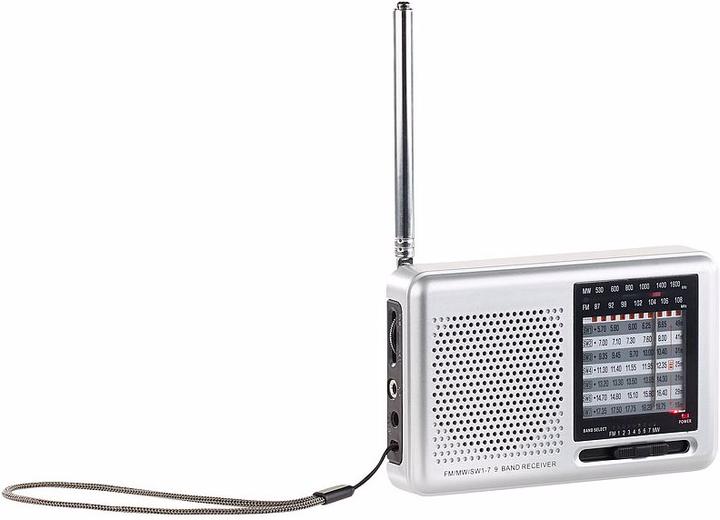 Image du produit Auvisio Récepteur mondial analogique 9 bandes avec FM, MW et 7x KW, format pochette de veste (FM, MF, KW)