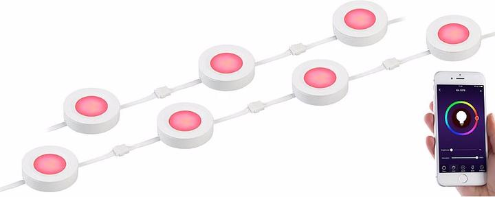 Actual product image Lunartec Set of 7 WLAN under-cabinet LEDs, RGB+W, for Amazon Alexa & Google Assistant