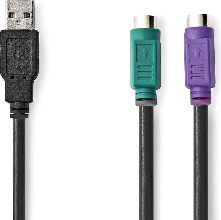 Productafbeelding Nedis 2 in 1 kabel | USB 2.0 | USB-A mannelijk | 2x PS/2 vrouwelijk | 480 Mbps | 0,30 m | vernikkeld | (0.30 m, PS/2)