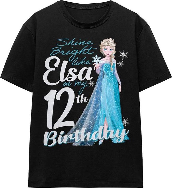 Actual product image Disney Frozen Unisex Adult Bright Like Elsa 12th Birthday T-Shirt (S)