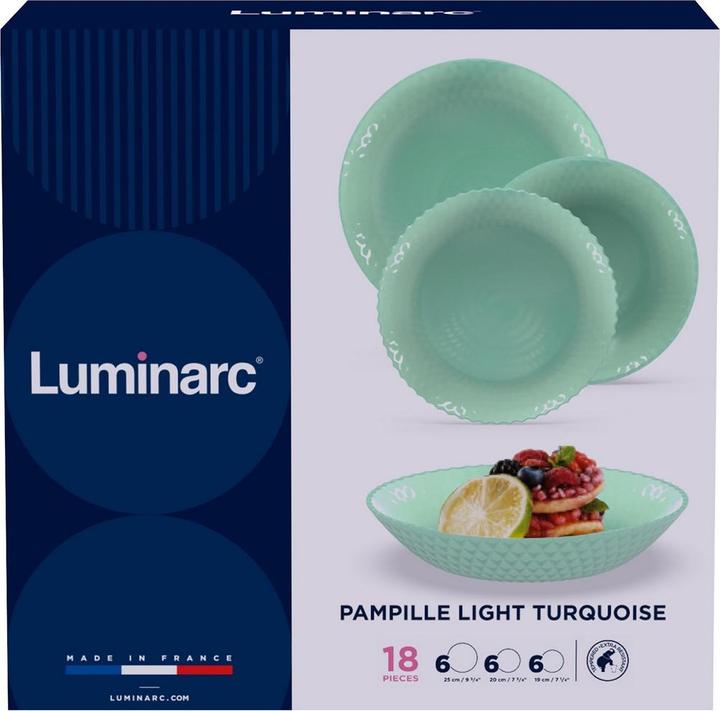 Produktbild Luminarc Geschirr Pampille Turquesa türkis Glas 18 Stücke (18 Stück)