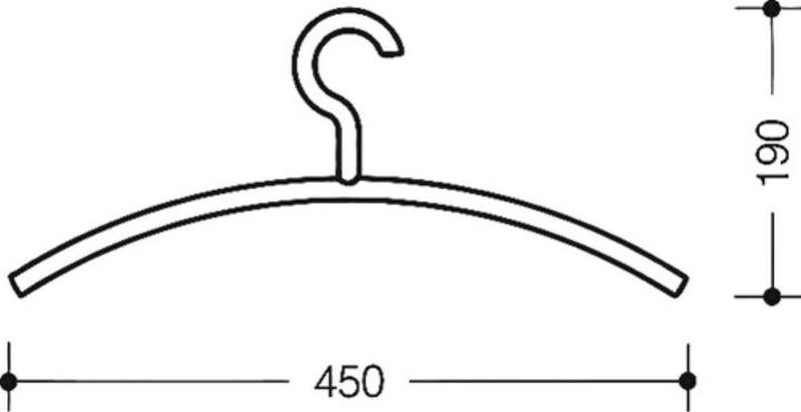 Produktbild Hewi Kleiderbügel 570.1B 99 Kunststoff 99 reinweiss matt Breite 450 mm Höhe 190 mm (1 x)
