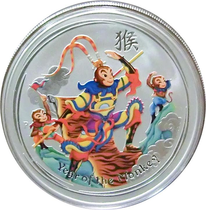 Lunar Silbermünze Monkey King 2016 - 1 Unze coloriert (999, 2019)