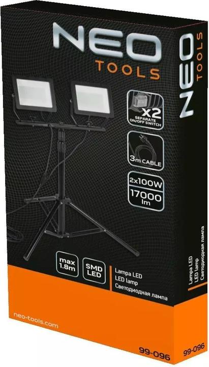 Produktbild Neo Reflektor doppelt 2x100W SMD LED 2 x 8500lm mit Stativ 1,8m (17000 lm)