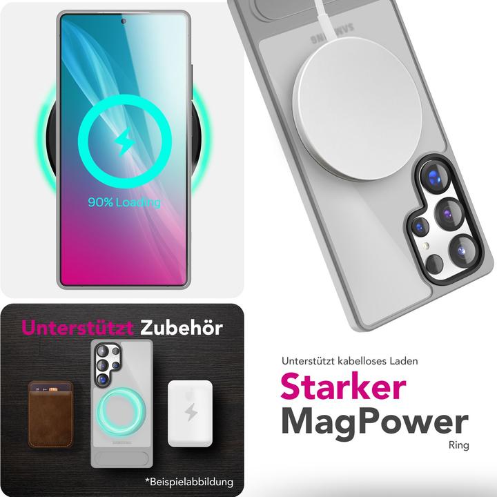 Actual product image Nalia Triton - Durchsichtige Standfuss Hülle mit MagSafe Ring - Kickstand Hardcover (Samsung Galaxy S25 Ultra)