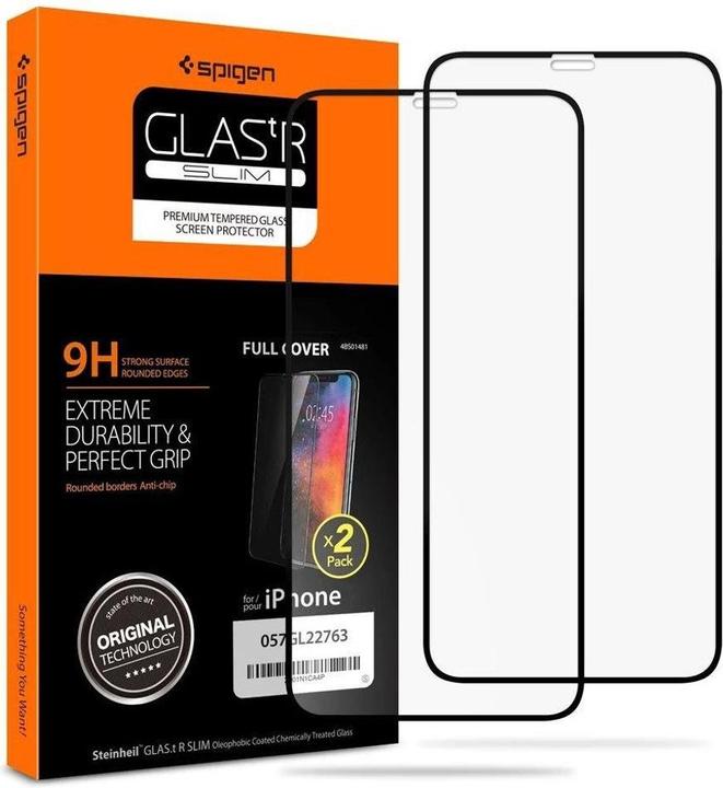 Produktbild Spigen Tempered Glass Glass Fc 2-Pack Iphone 11 Pro Black (2 Stück, Apple iPhone 11 Pro, Apple iPhone X, Apple iPhone XS)