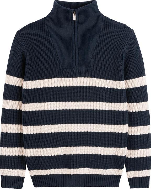 Produktbild La Redoute Collections Grobstrickpullover mit Troyerkragen und Streifen (102)