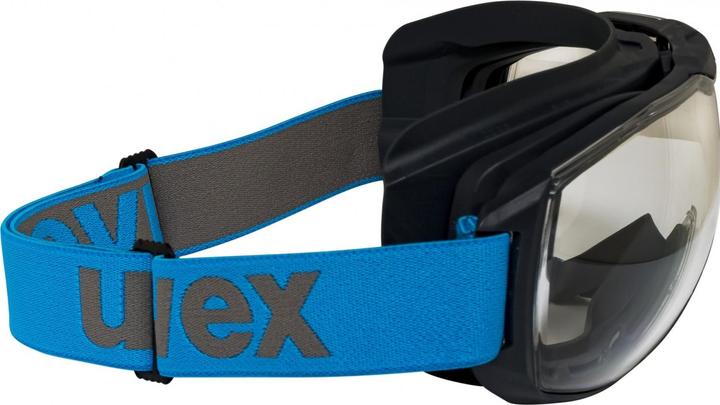 Actual product image Uvex Safety megasonic goggles, clear visor, grey/blue.