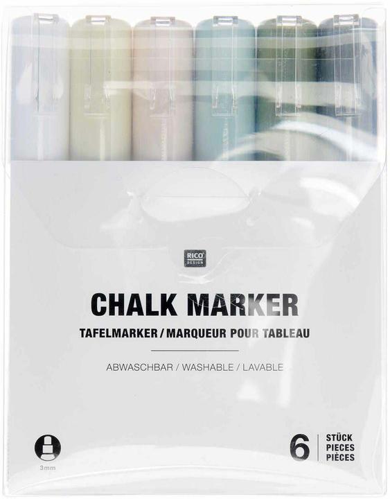Produktbild Rico Design Kreidemarker 6 Stück, Mehrfarbig (Weiss, Beige, Blau, Gelb, Grau, Grün, Hellgelb, Olivgrün, Hellblau, Blaugrau, 3 mm, 6 x)