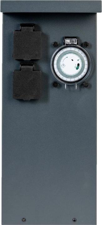 Actual product image Grafner Stainless Steel Socket Pillar with Timer 2 Outdoor Sockets Anthracite Garden Socket