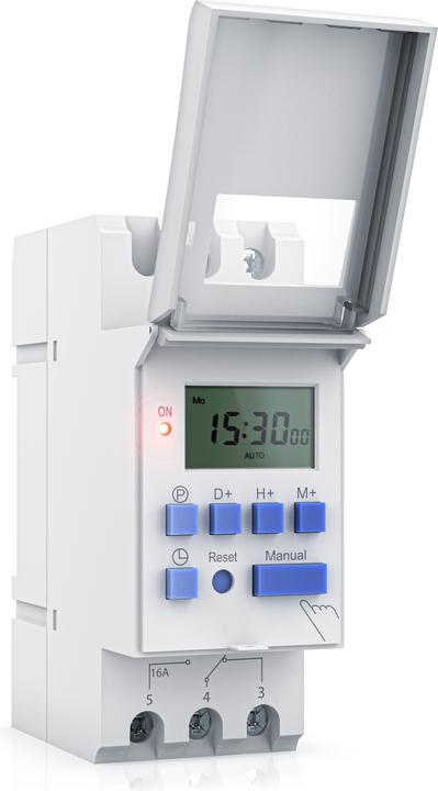 Produktbild Bearware Zeitschaltuhr digital für DIN Hutschienen im Verteilerschrank / Schalttafeln, LCD Display, 16A/3650W