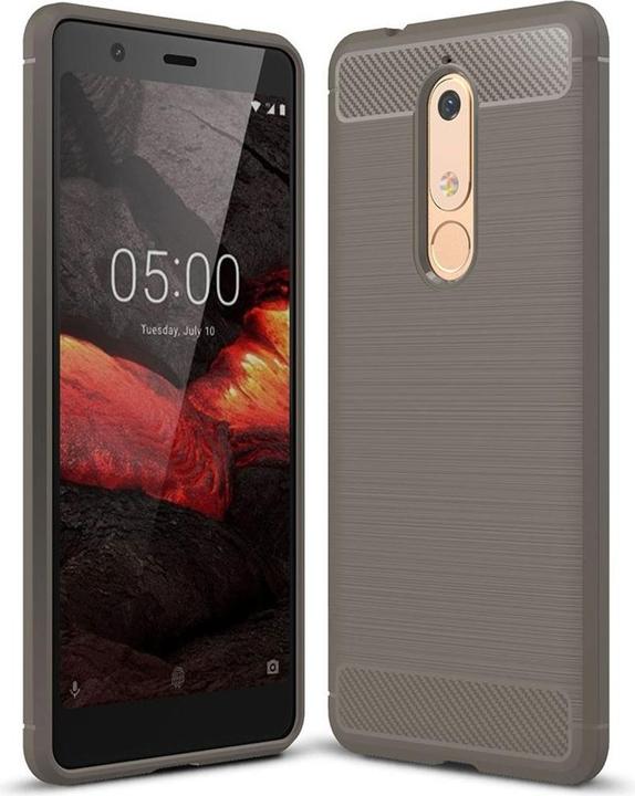 Actual product image König Design Nokia 5.1 Case Carbon Fiber Optics Brushed Protective Cover Bumper Case Grey (Nokia 5.1)