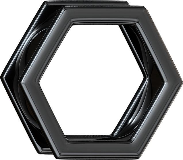 Actual product image Star Piercing Flesh Tunnel black Hexagon (without brass, Surgical steel 316L)