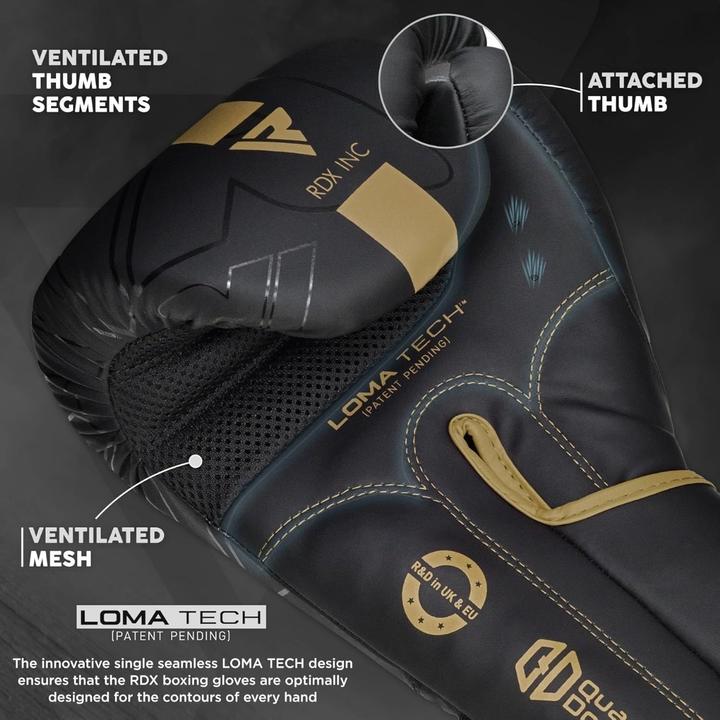 Actual product image Rdx Boxing Gloves F6 Matte Golden-16OZ (16 OZ)