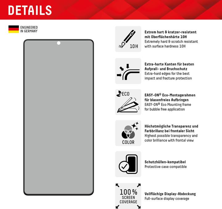 Immagine prodotto Displex Real Glass, Privacy Full Cover Panzerglas (1 Pezzo/i, Samsung Galaxy S23 Ultra)