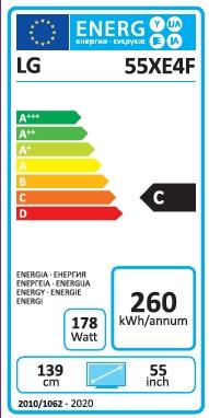 Energie-Label LG 55XE4F-M Signage Out Door Monitor 55inch Shine Out 4000cdIPS 24/7 3YS (1920 x 1080 Pixel, 55")