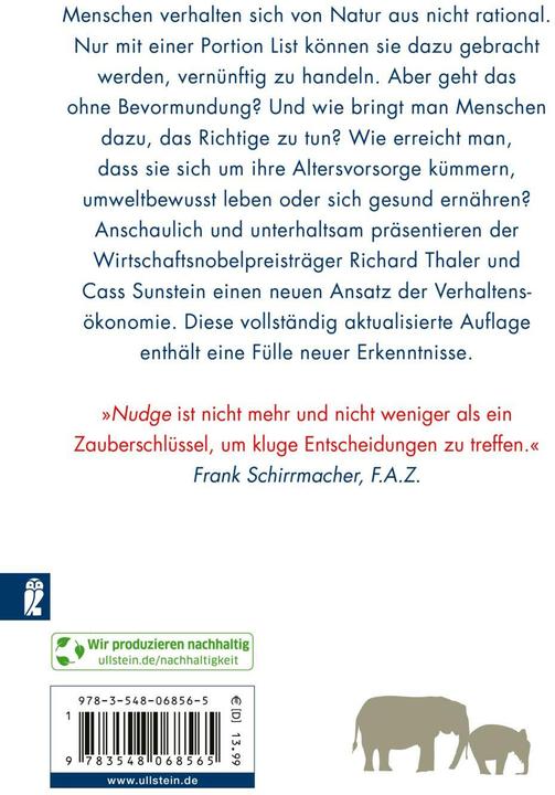 Nährwerte und Zutaten Nudge (Deutsch, Richard H. Thaler, Cass R. Sunstein, 2024)