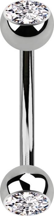 Produktbild Star Piercing Banane silber mit zwei Kugeln Kristall silber (ohne Messing, Titan G23)