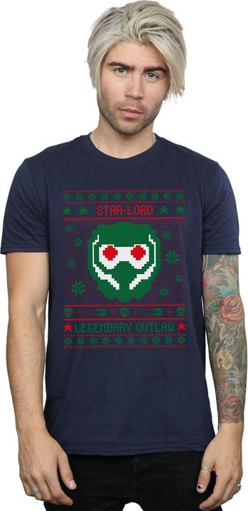 Actual product image Mens Guardians Of The Galaxy Vol. 2 Star Lord Fair Isle T-Shirt (XL)