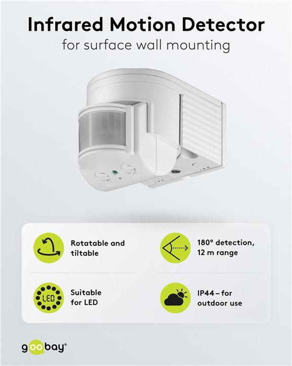 Immagine prodotto Goobay Rilevatore di movimento PIR a superficie 95 (12 m)