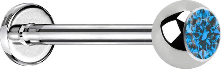 Immagine prodotto Star Piercing Micro Labret argento con sfera e cristallo azzurro (senza ottone, Acciaio chirurgico 316L)