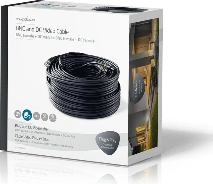 Image du produit Nedis Câble de sécurité CCTV | BNC / DC | 30.0 m | rond | PVC | Noir | Emballage carton (Câble d'antenne)