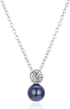 Actual product image Agato Elegant silver necklace with black pearl AGS1557/47P-BLACK