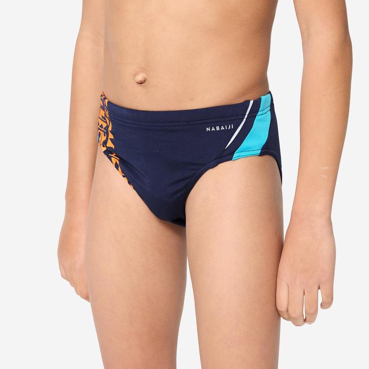 Produktbild Nabaiji Badehose Slip Jungen - 900 Yoke blau/orange (6, 7, 8)