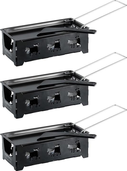 Rosenstein & Söhne Faltbares Teelicht-Raclette für 2 Personen, 3er-Set