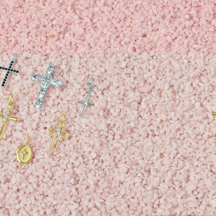 Produktbild Amor Anhänger für Damen, Gold 375, Zirkonia synth. | Kreuz (Gold 375, 9 ct)