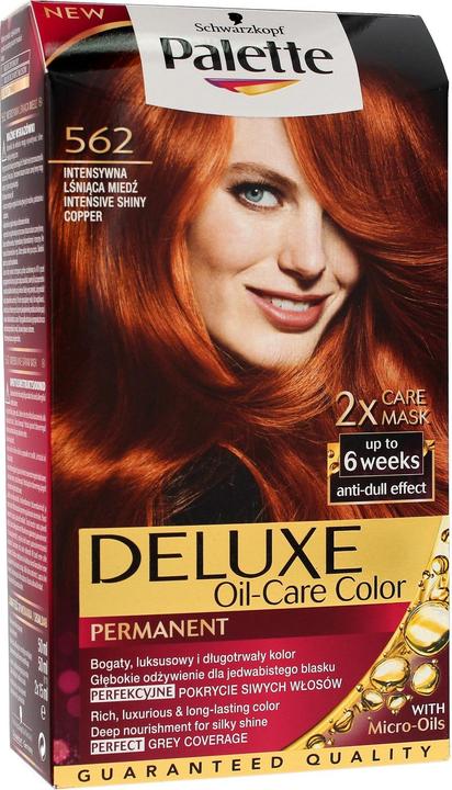 Palette Deluxe Oil-Care Hair Dye Permanently Coloring Made Of Micro-Oil 562 Intense Shining Copper (562 Intensiv Shining Copper)