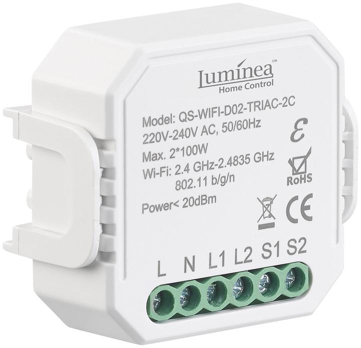 Produktbild Luminea 2er-Set WLAN-Unterputz-2-Kanal-Lichtschalter & -Dimmer