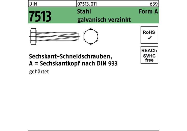 Productafbeelding Tapschroef DIN 7513 vorm A met zeskant AM 4 x 12 staal verzinkt (1000 Schroeven per stuk)