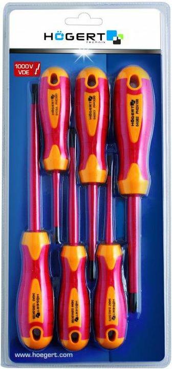 Actual product image Högert Screwdriver set 1000 V, 6 pcs., S2 steel (Cross recess)