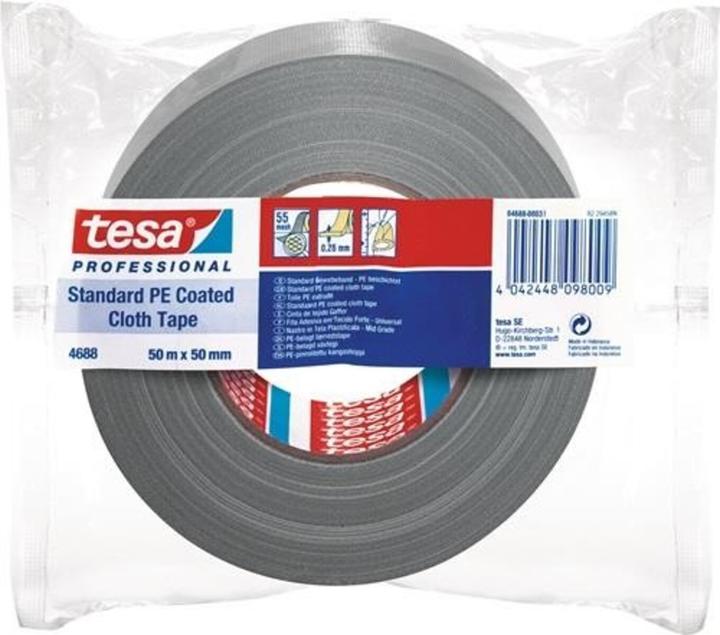 Actual product image tesa Fabric tape® Standard 4688 silver matt Length 50 m Width 50 mm (50 mm)