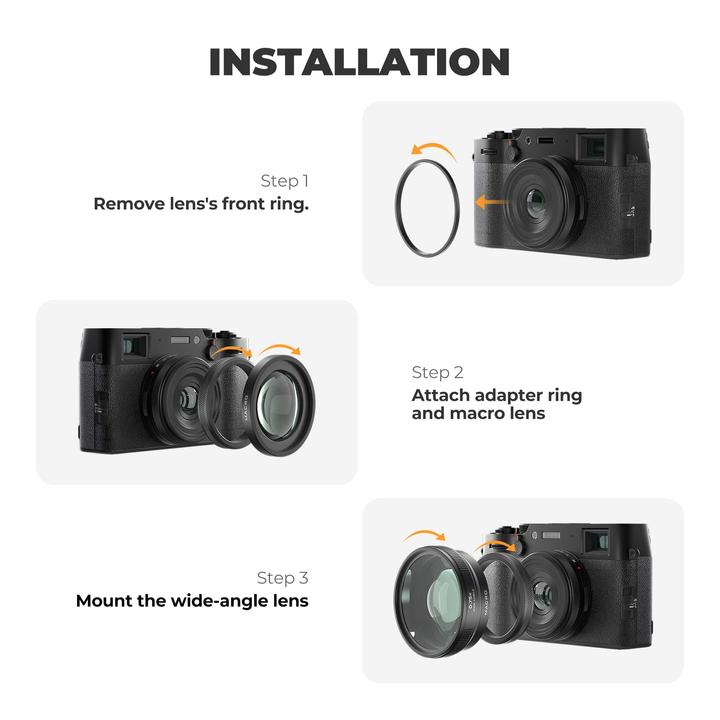 Produktbild Freewell FW-FU-XMWA-B Fuji X100VI/X100V 2-in-2 Wide Angle & Macro Lens Black