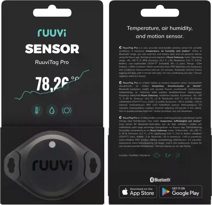 Immagine prodotto Ruuvi RuuviTag Pro Bluetooth Umwelt Sensor 2 in 1 - IP68