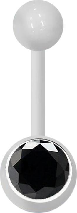 Actual product image Star Piercing Banana white with ball and ball crystal black (Acrylic, without brass)