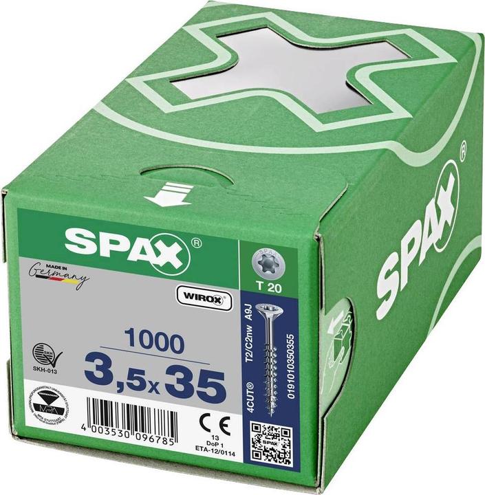 Image du produit Spax Vis pour panneaux d'aggloméré SK T15 3,5x35 mm (1000 Vis par pièce)