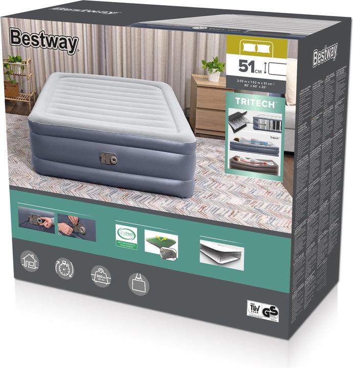 Image du produit Bestway Lit gonflable matelas 2 places Tritech avec pompe électrique intégrée et revêtement antimicrobien 2
