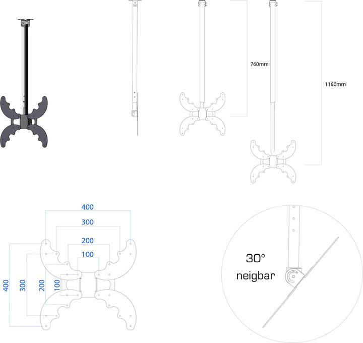 Produktbild VCM Universal TV Deckenhalterung B-DX400 (Decke, 55", 40 kg)