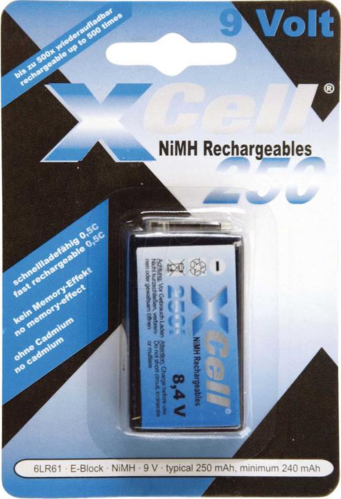 Produktbild XCell 9v block akku 250mah nimh (9 V, 250 mAh)